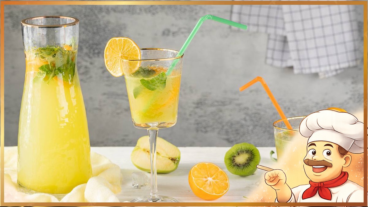 Яблочный лимонад с зеленым базиликом