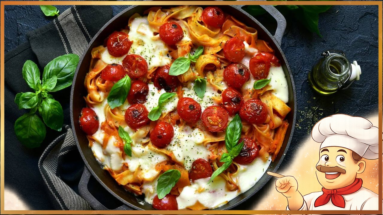 Паста с фетой, беконом и томатами "Черри"