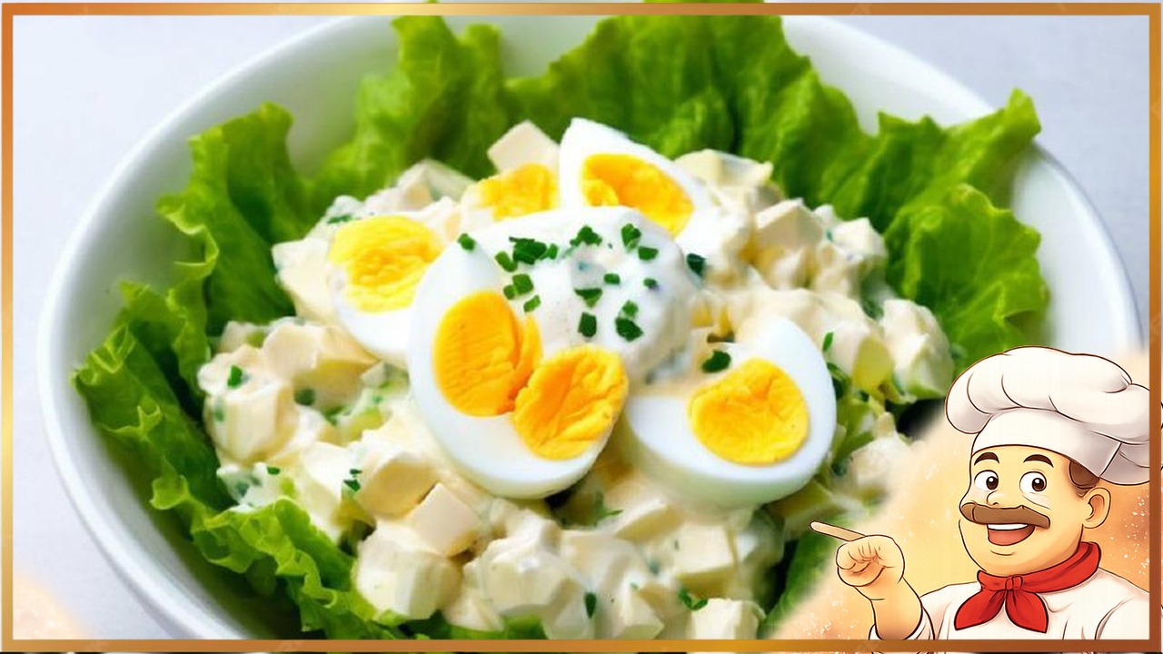 Салат с сыром, яйцами и чесноком