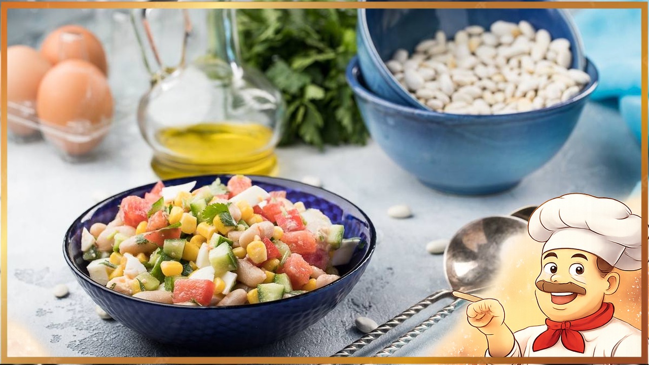 Салат с консервированной фасолью и кукурузой