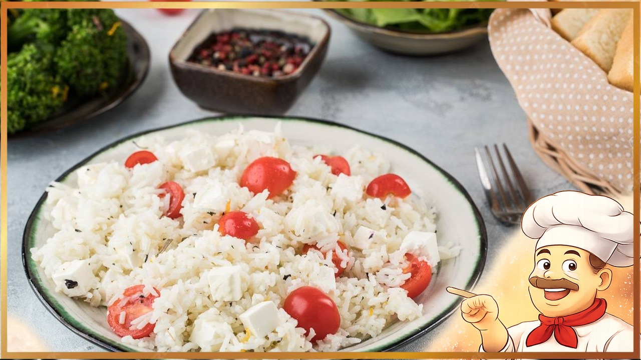 Рис с помидорами и сыром фета