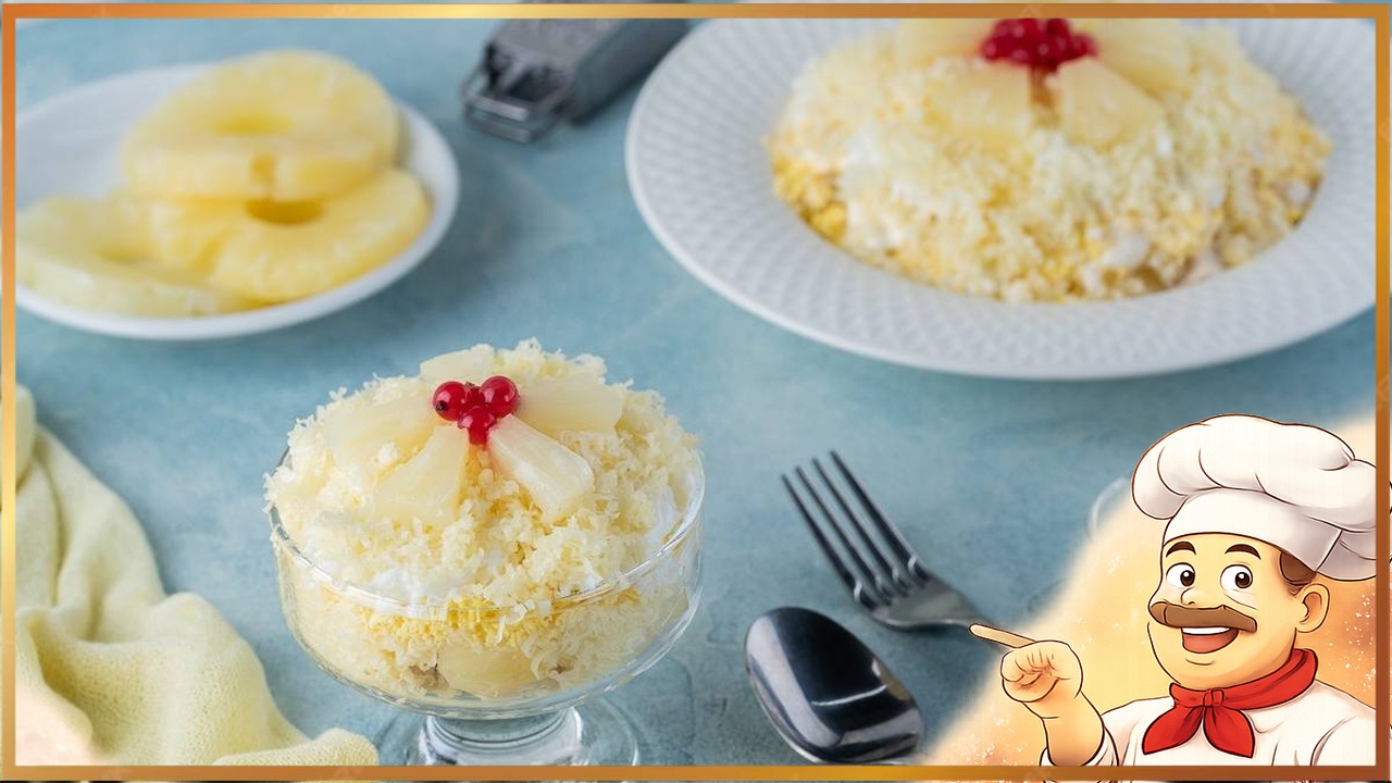 Салат «Нежность» с курицей и ананасами