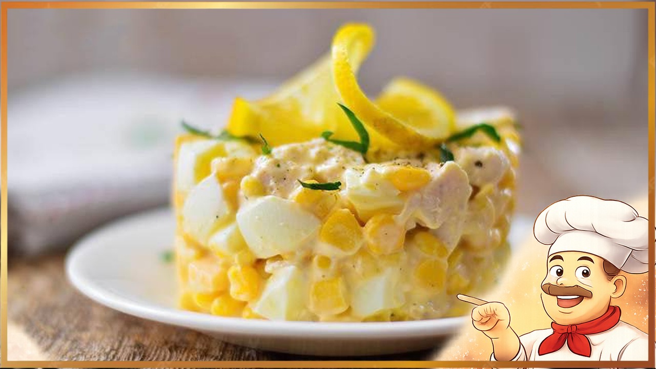 Салат с сыром, яйцом и кукурузой