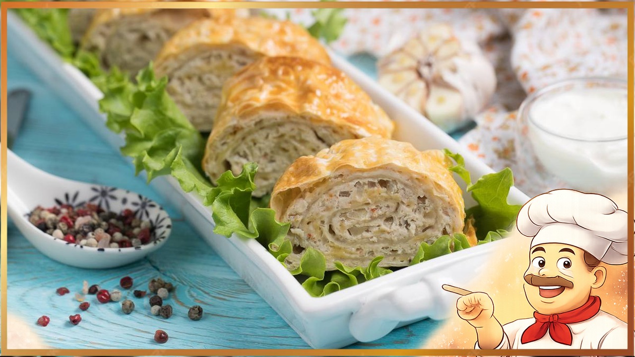 Рулет из лаваша с курицей
